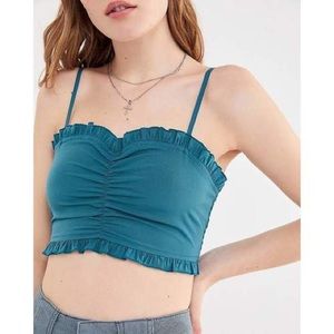 NWT UO Harrison Ruched Cropped Cami in Teal